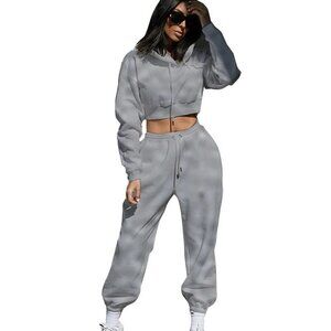 Fleece Tracksuit Sweatsuit Hoodie Sports Suit Tops Sweatpants Pants Set